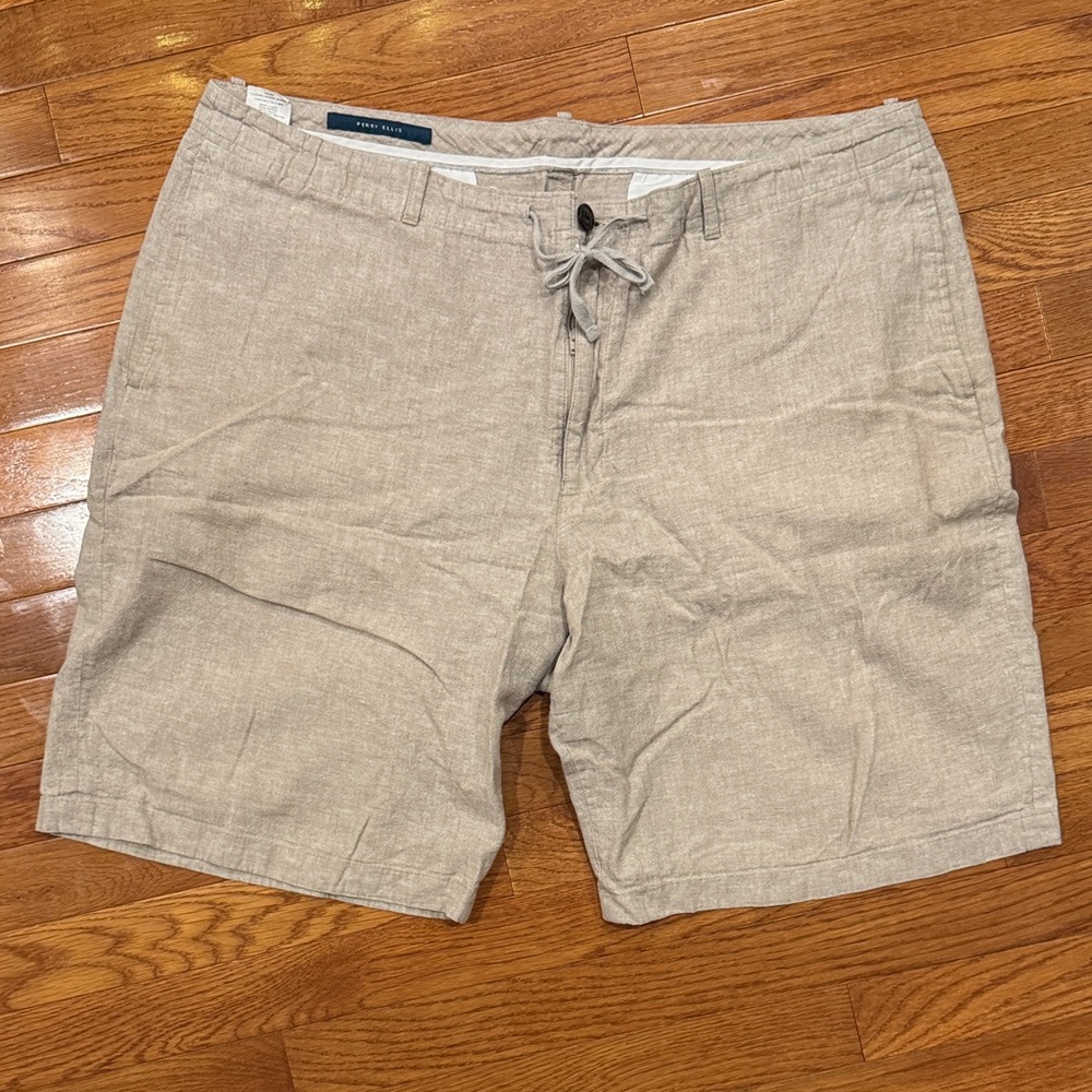 Perry Ellis Linen Flat Front Shorts